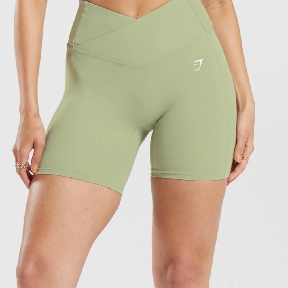 GYMSHARK Crossover Shorts - Light Sage Green - Small
